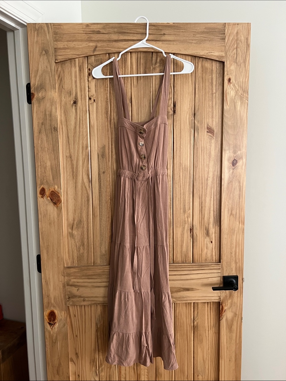 Kori Mauve Tiered Button-Front Maxi Dress